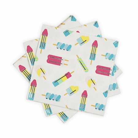 CAKEWALK 6.5 in. Ice Lolly Dinner Napkin, Multicolor - 20 Napkins 6384